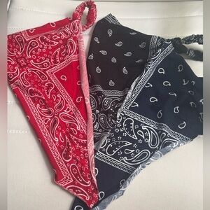 Bundle headband triangle bandana Black red blue Paisley hair scarf wrap boho